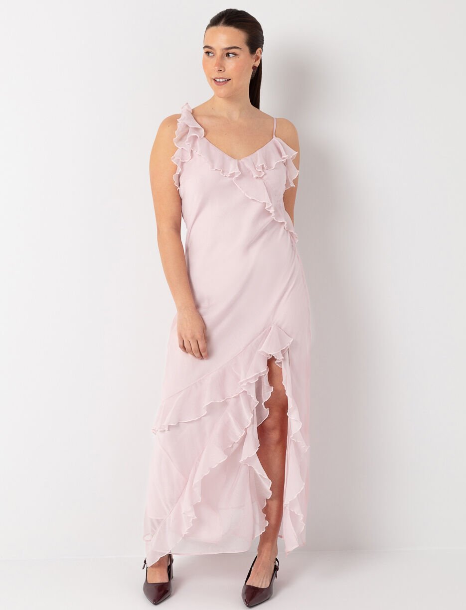 Maxi Ruffled Dress with Slit