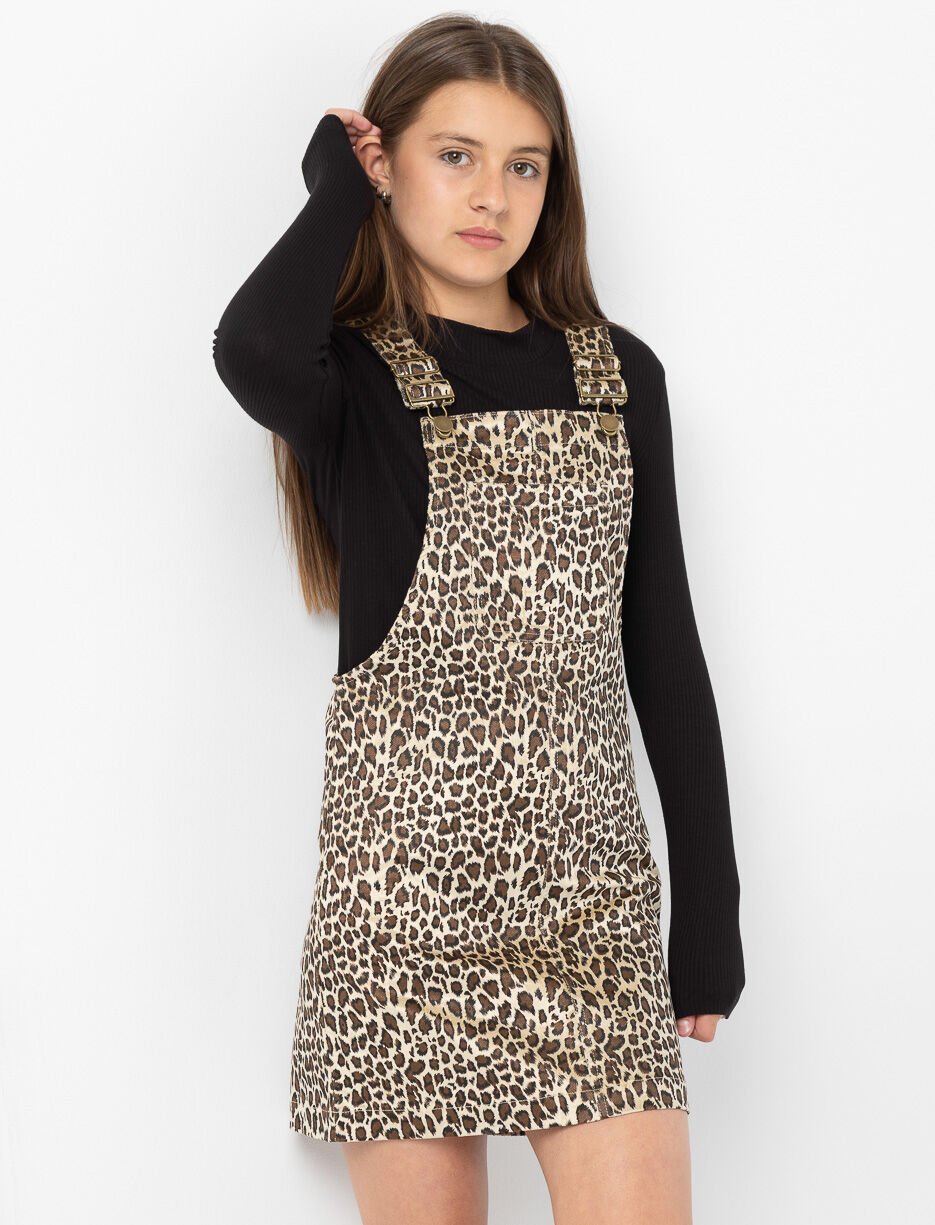 Leopard Print Overall Dress - Teen Girl