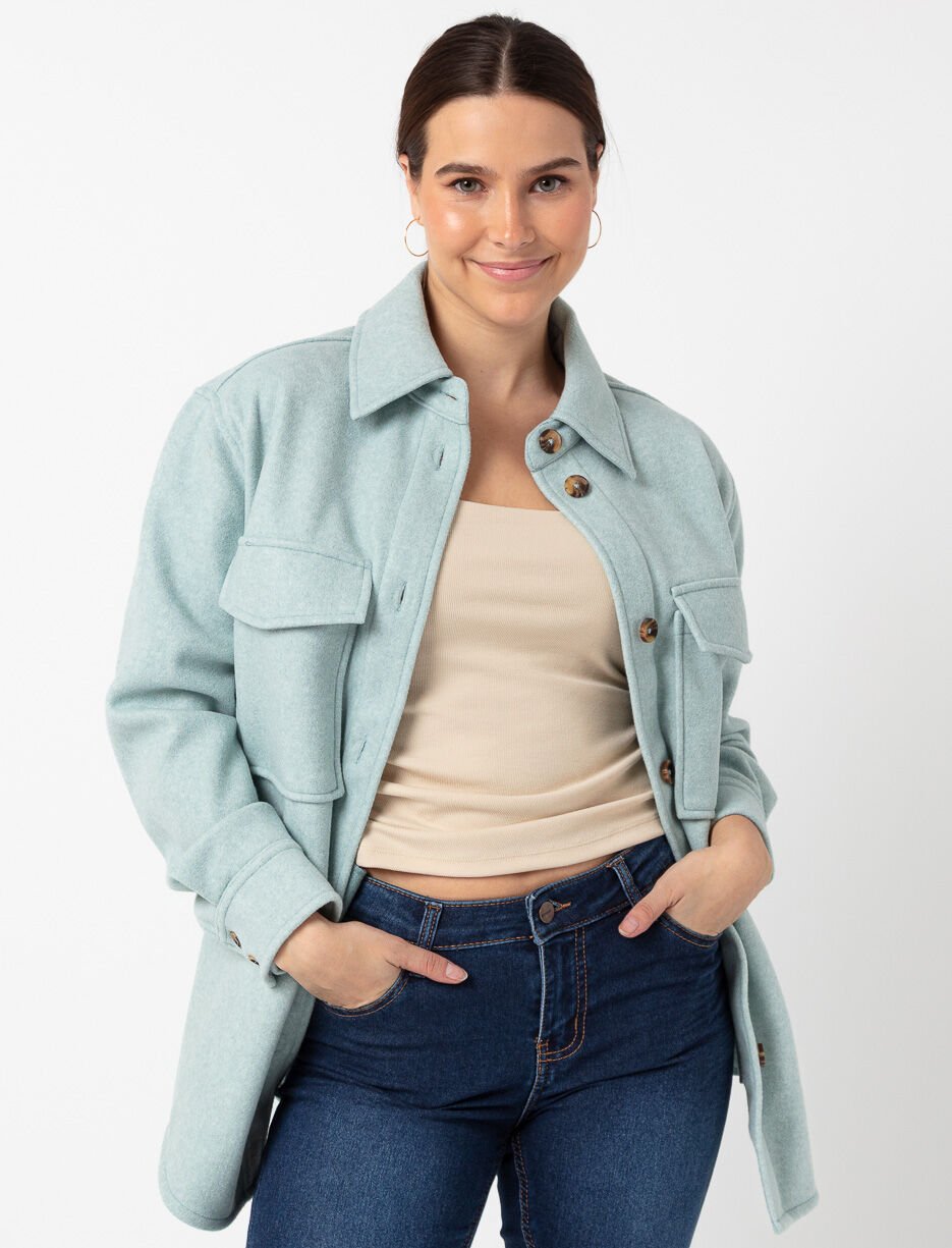 Veste-chemise unie à boutons