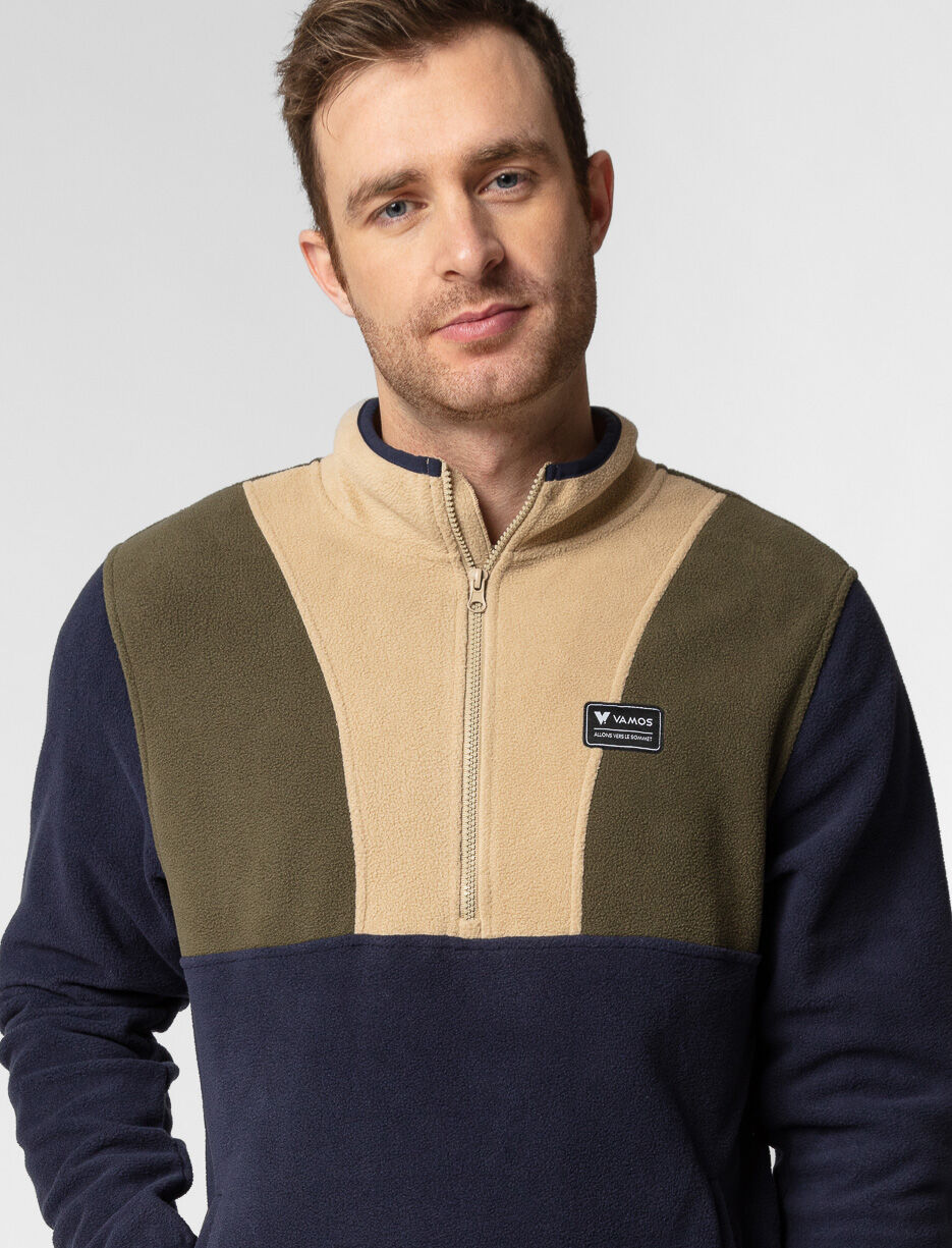 Chandail en polar à blocs de couleurs