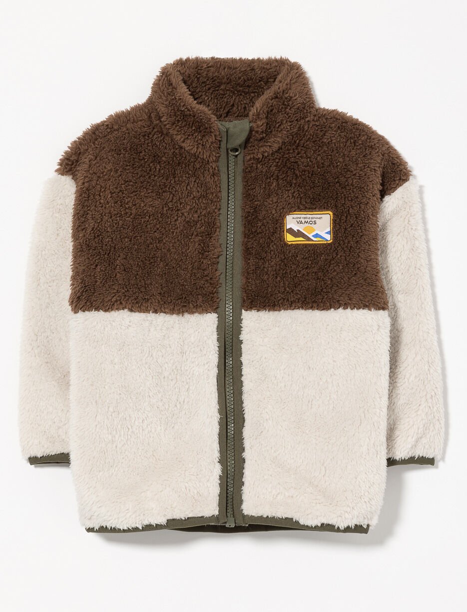 Colour Block Zip-up Sherpa Jacket - Little Boy
