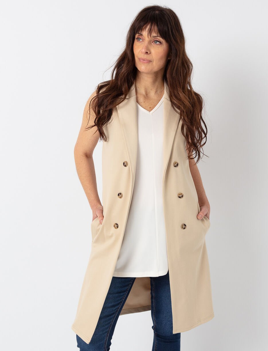 Veston long sans manches