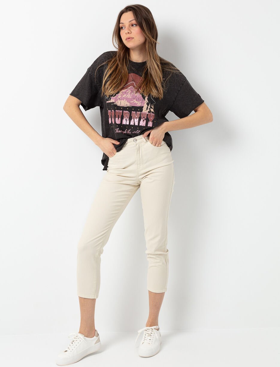 Jean skinny capri à taille haute