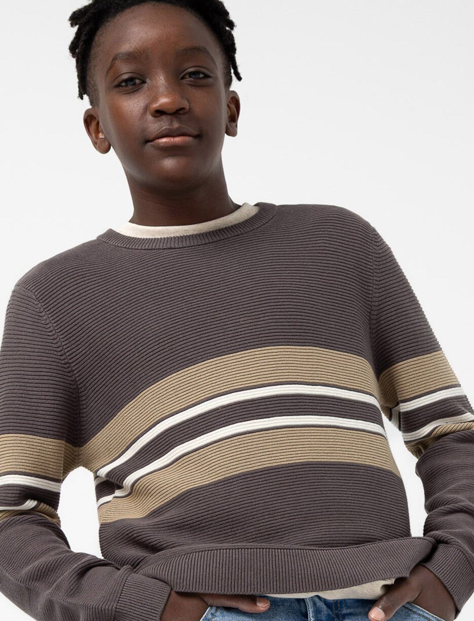 Chandail en tricot à rayures blocs de couleurs
