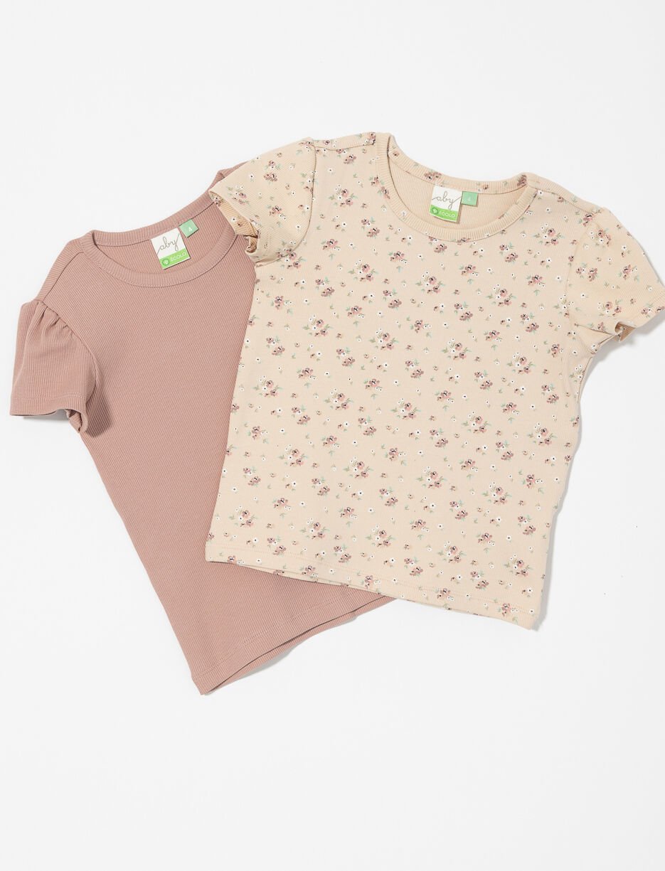 T-shirts côtelés pour petite fille - paquet de 2