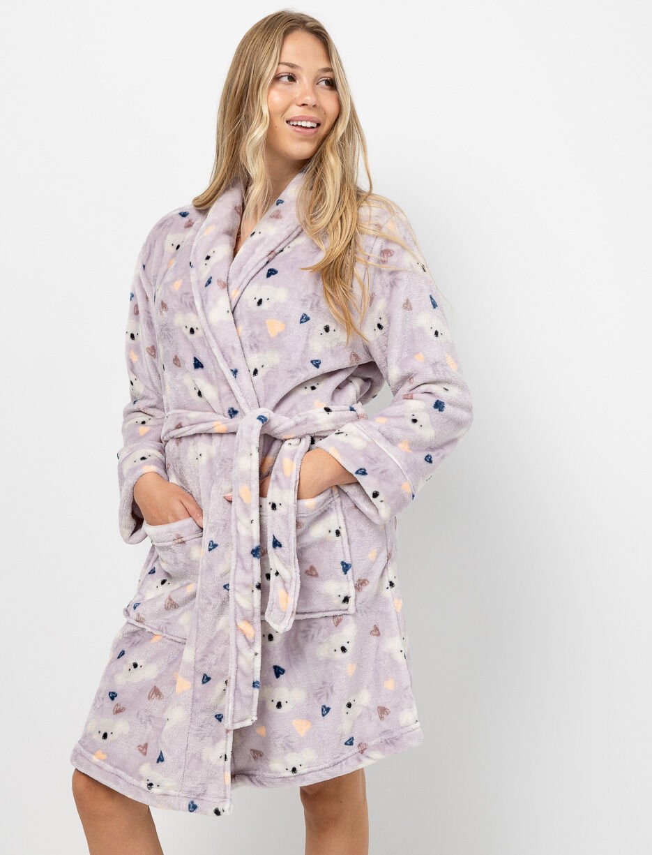 Robe de chambre en peluche à imprimé koala