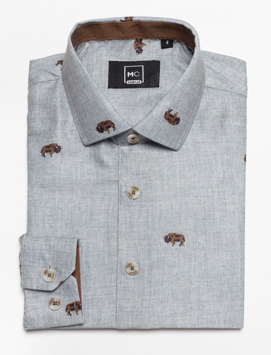 Chemise habillée à motif bison - petit garçon