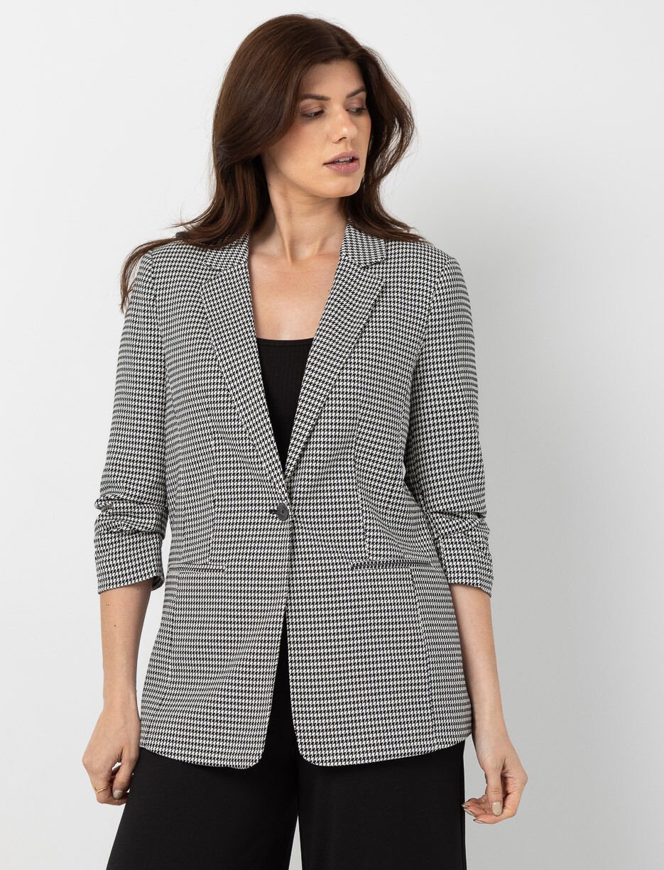 Veston pied-de-poule à manches 3/4