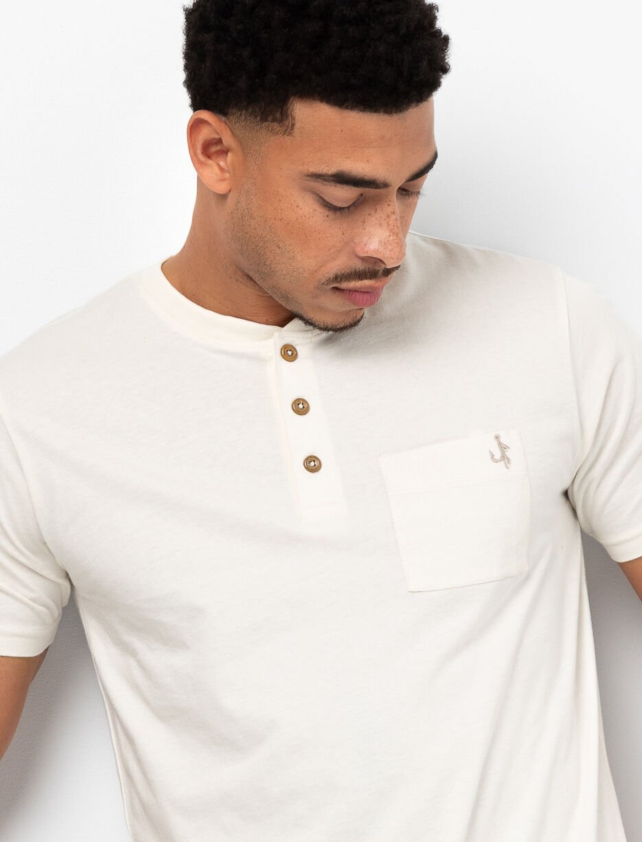 T-shirt en coton bio à col henley