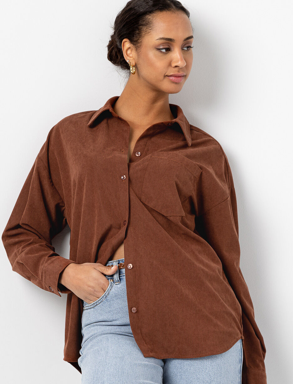 Veste-chemise unie à poche Veste-chemise unie à poche