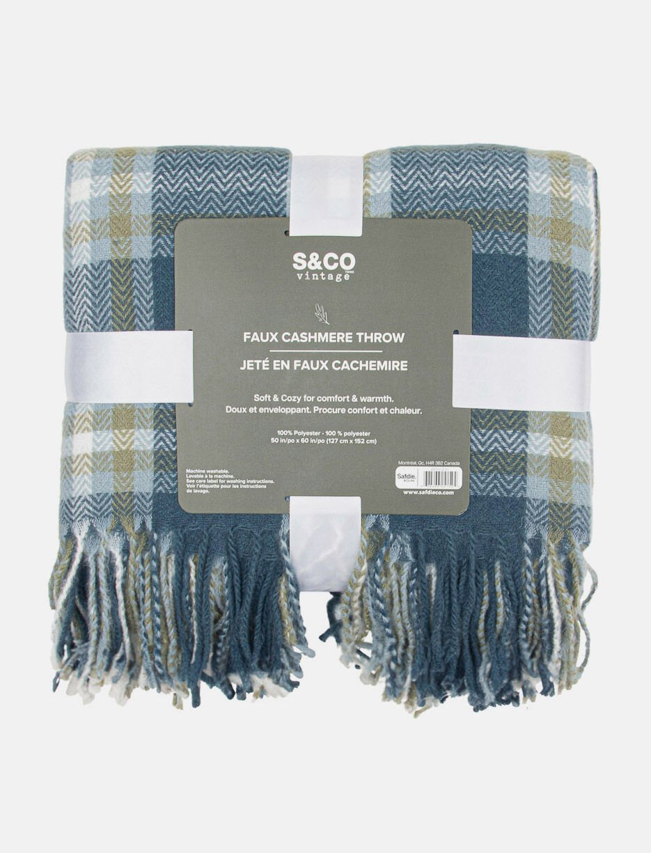 Jeté en faux cachemire avec franges Jeté en faux cachemire avec franges