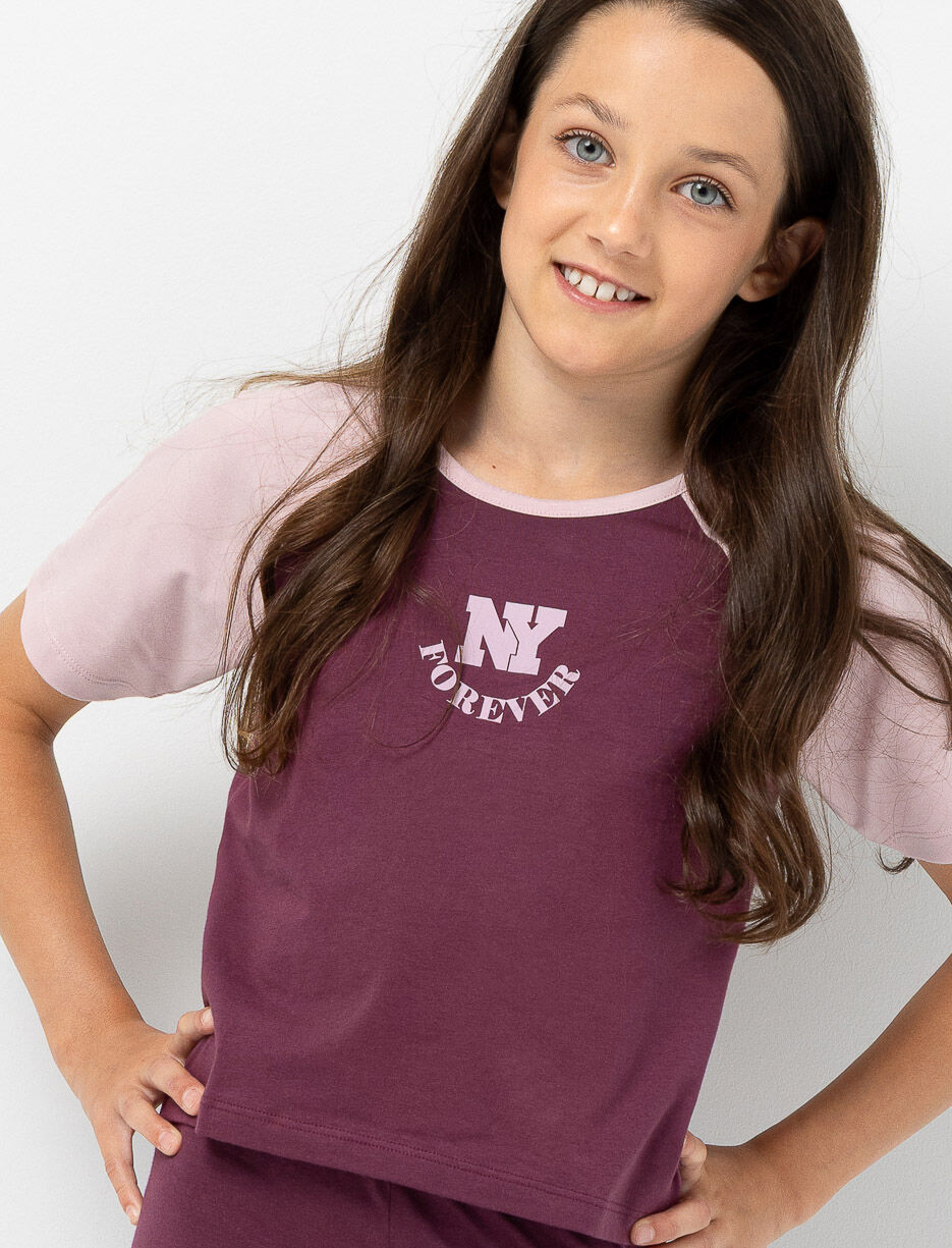 T-shirt semi-ajusté imprimé à manches raglan