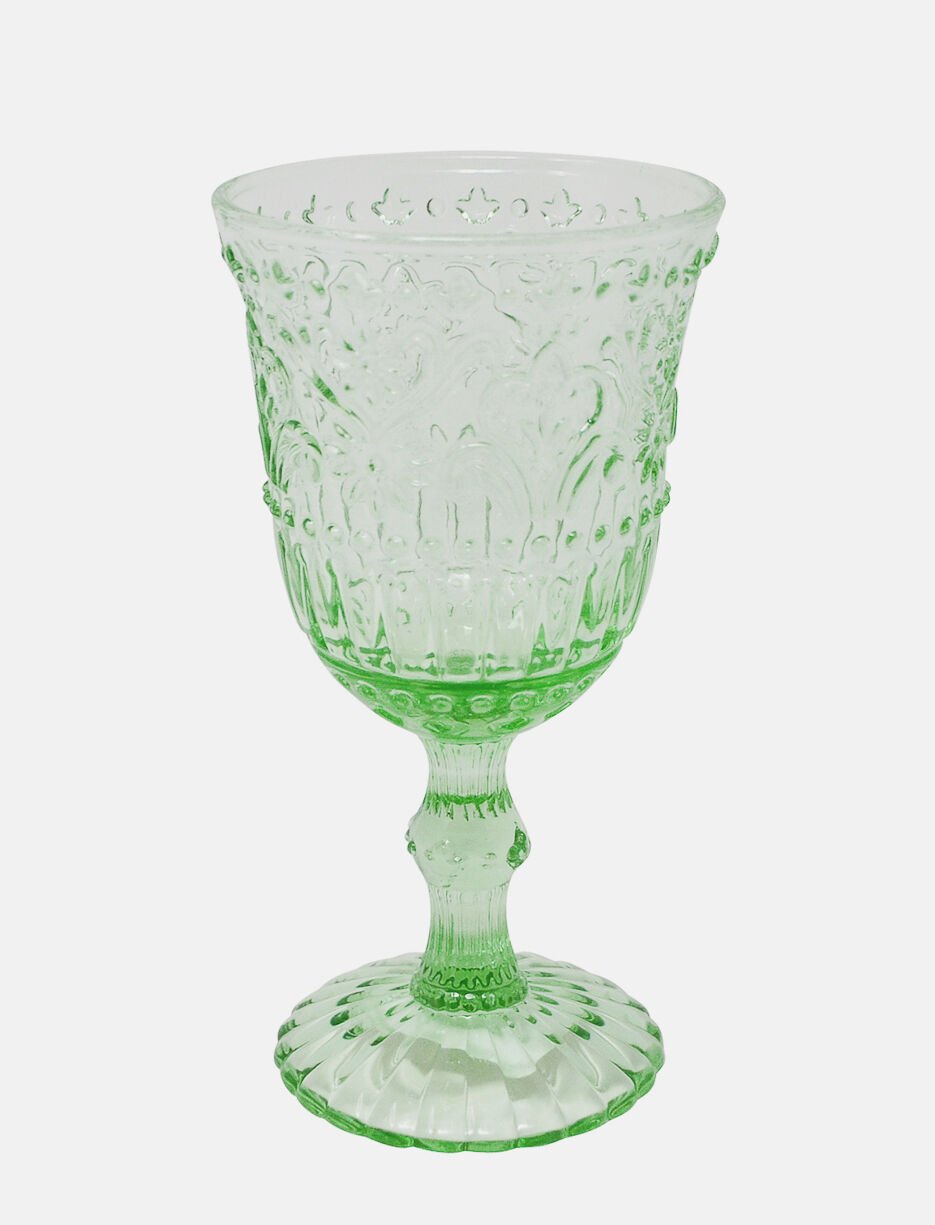 Verre sur pied texturé vert