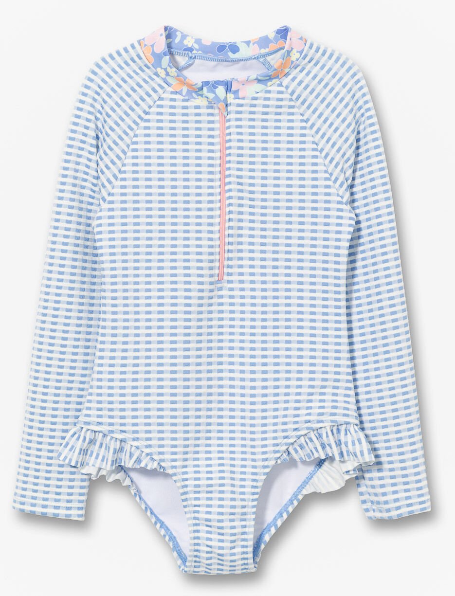 Gingham 1-piece Rash Guard Swimsuit - Little Girl - COMING SOON