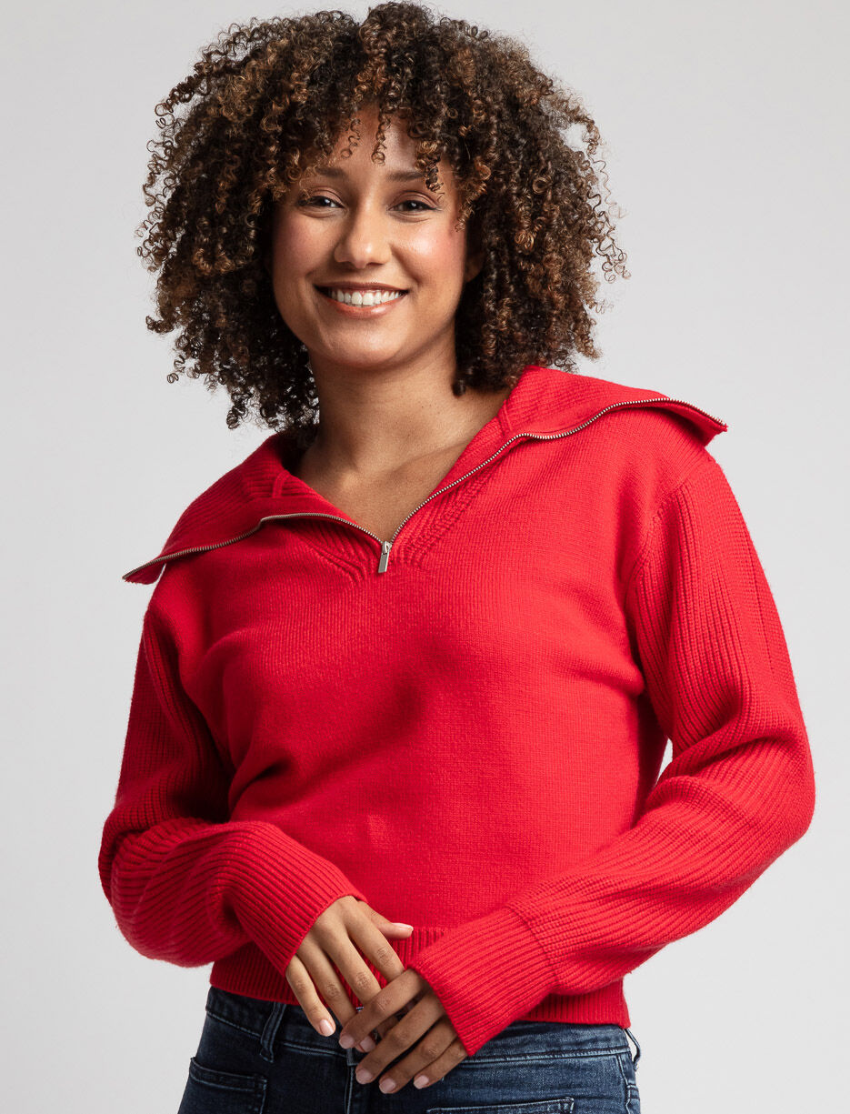 Knit Sweater with Zipped Collar