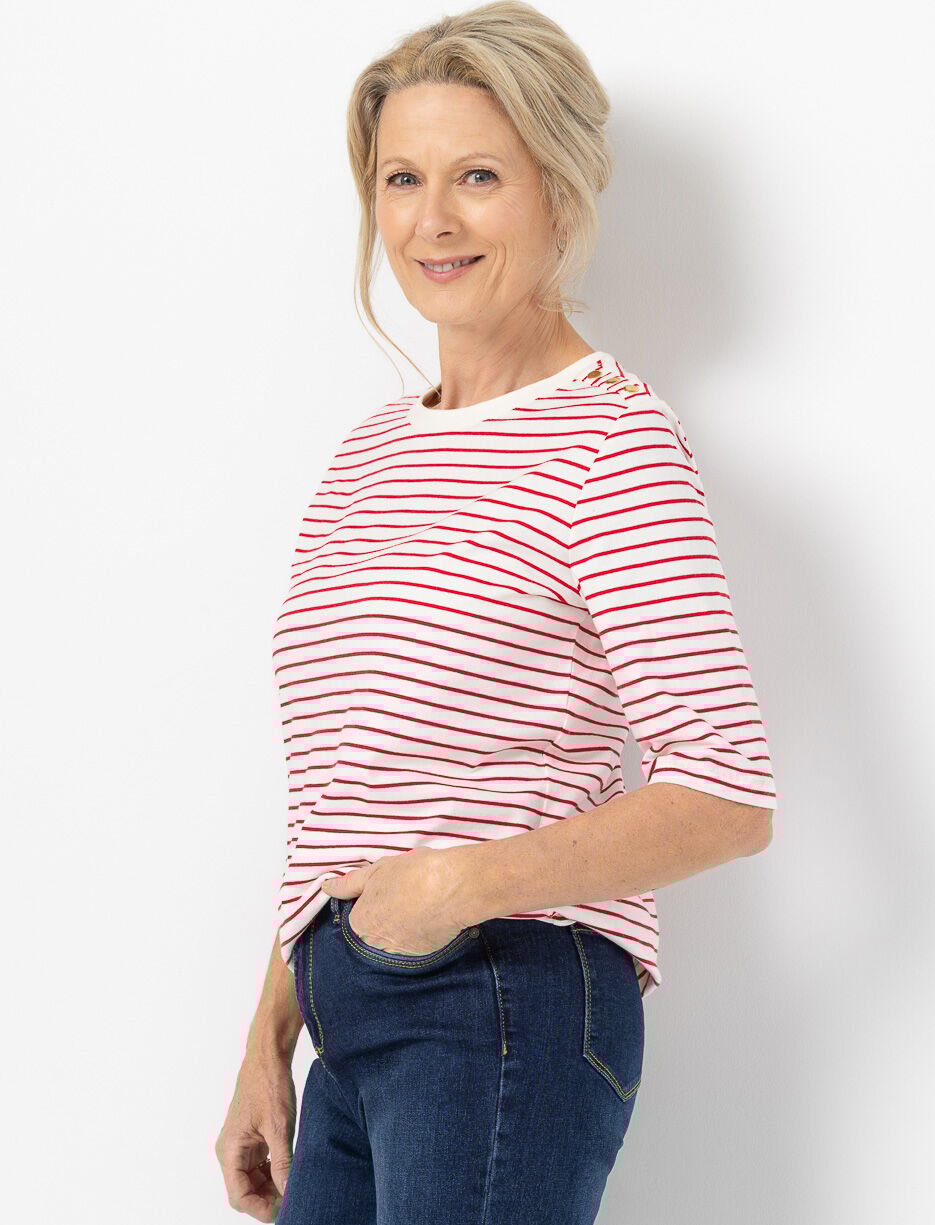 T-shirt à rayures à manches 3/4