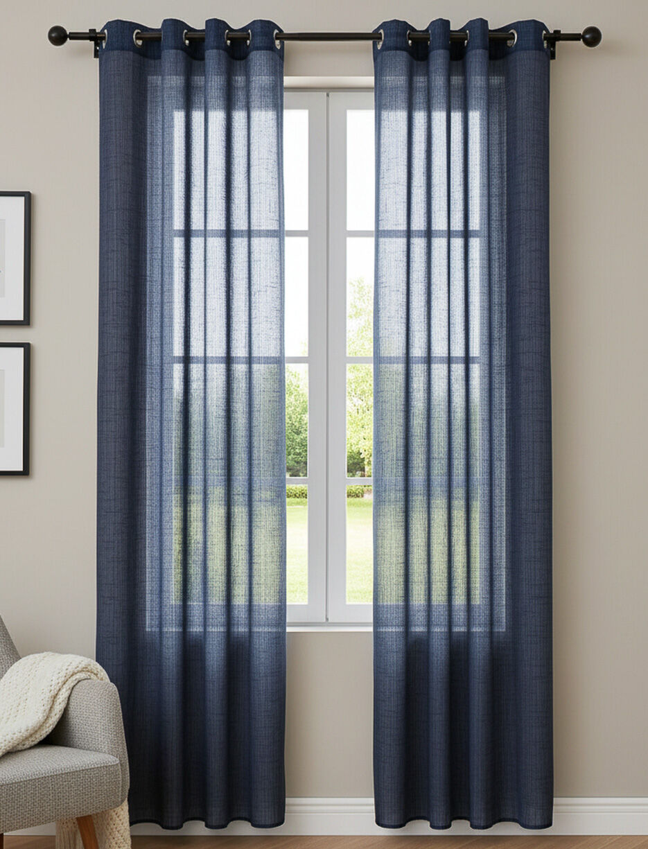 Panneau de rideau en tulle textur&eacute;