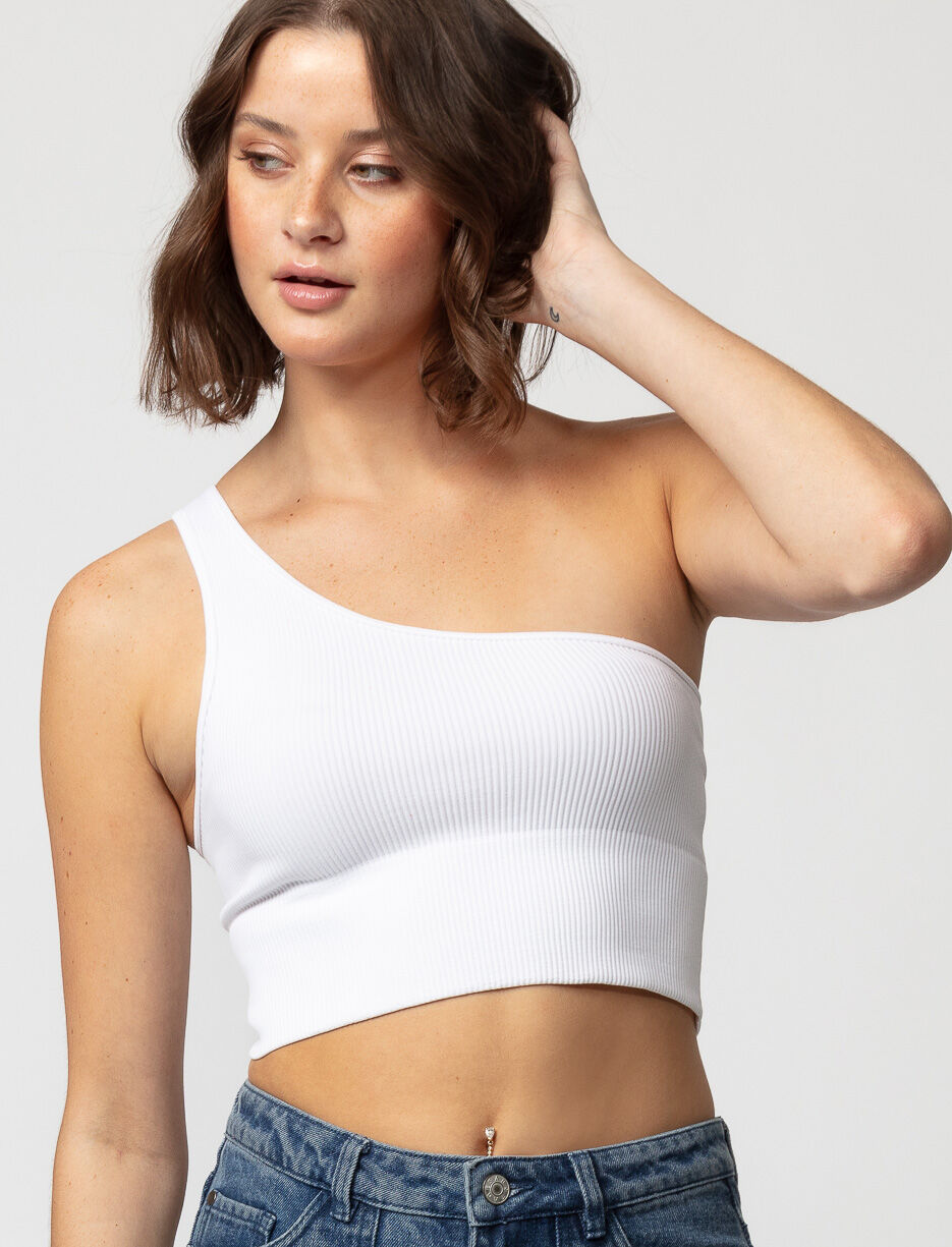 Camisole courte côtelé à une épaule