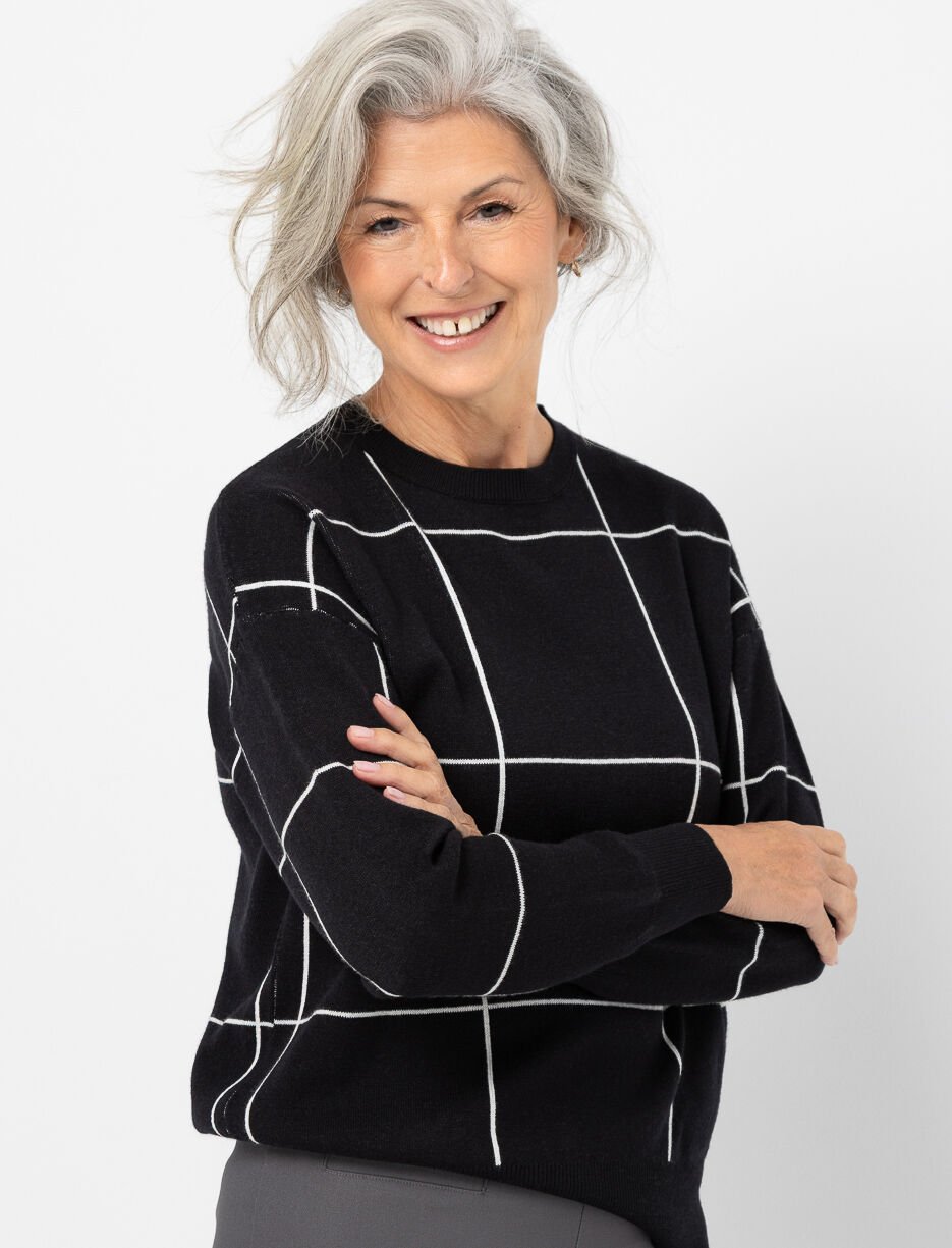 Check Print Knit Sweater