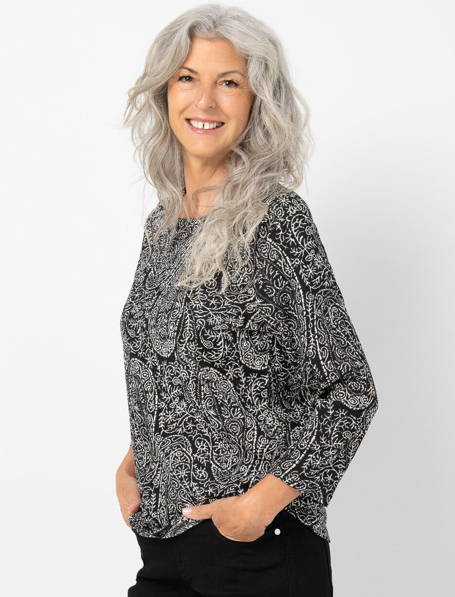 Printed 3/4-sleeve Sweater