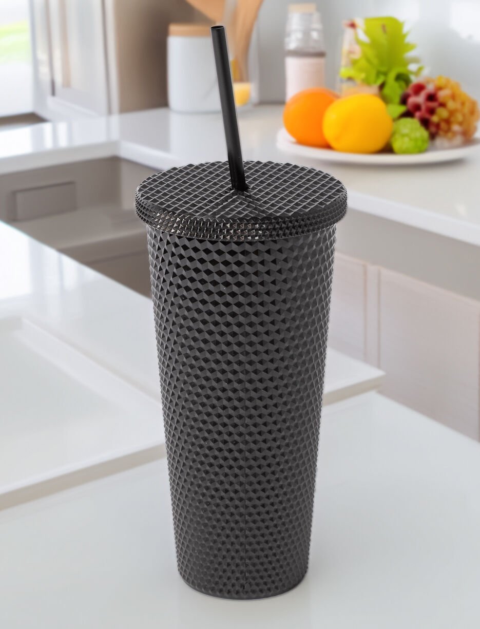 Textured Travel Cup with Straw