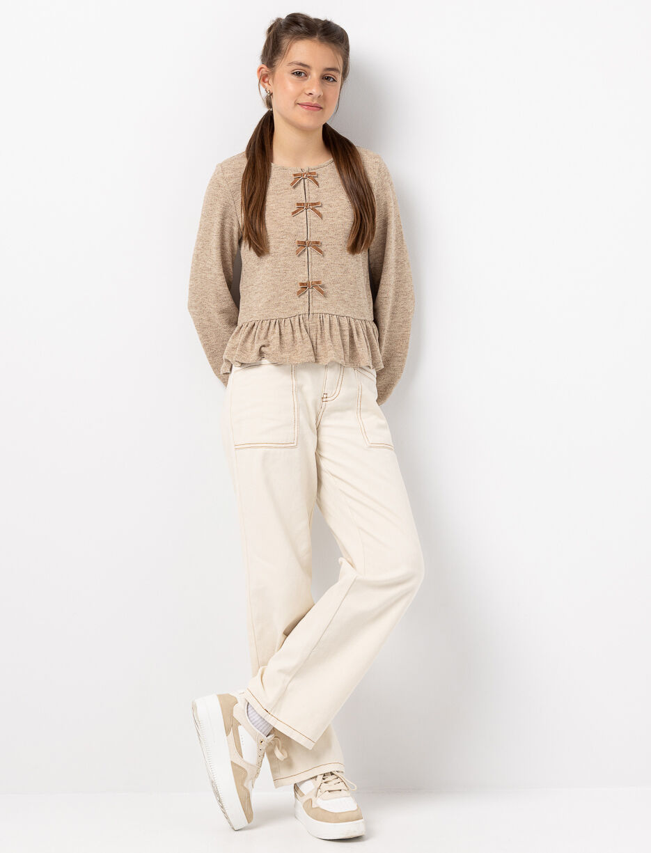 Ruffled Sweater with decorative Bows