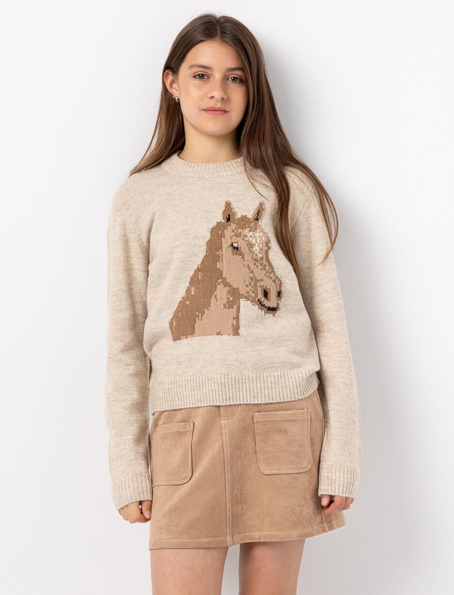 Chandail en tricot à imprimé cheval