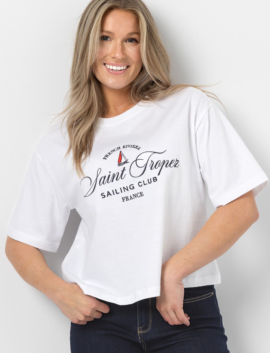 Boxy Embossed Print T-shirt