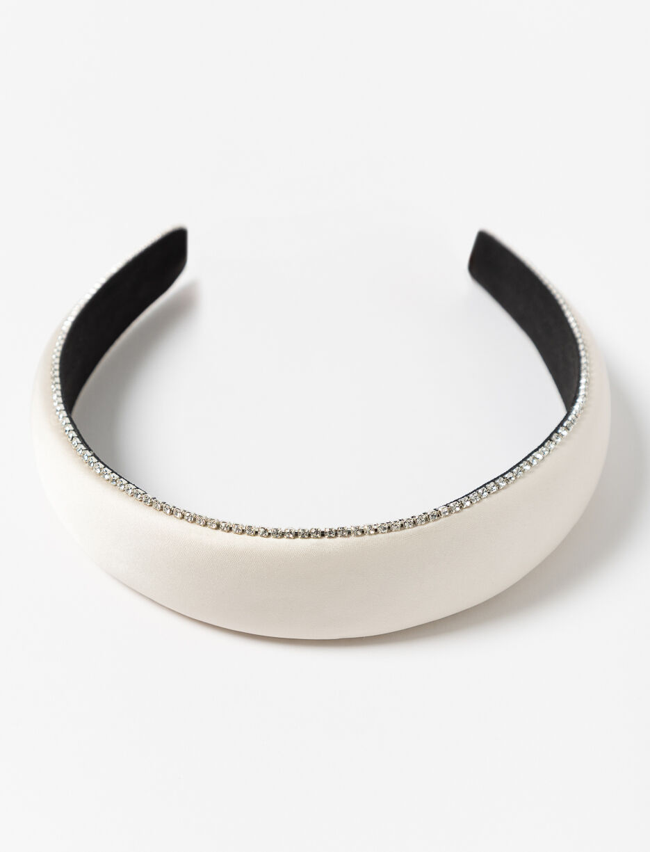Serre-tête en satin avec bordure en strass