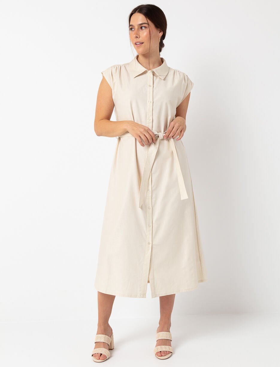 Long Buttoned Dress with Belt