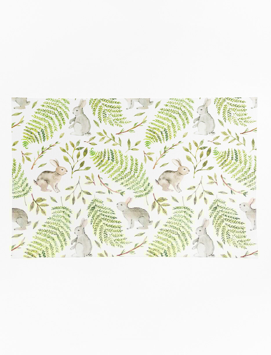 Napperon à motifs lapins et feuillage