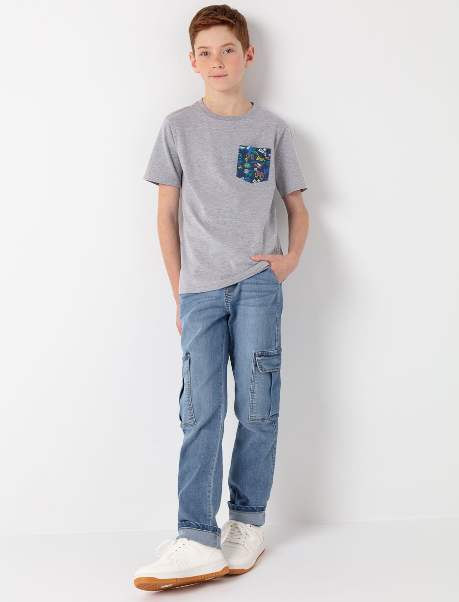 Elastic Waist Cargo Jeans