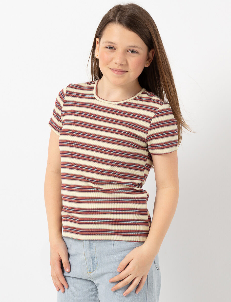 T-shirt c&ocirc;tel&eacute; &agrave; rayures