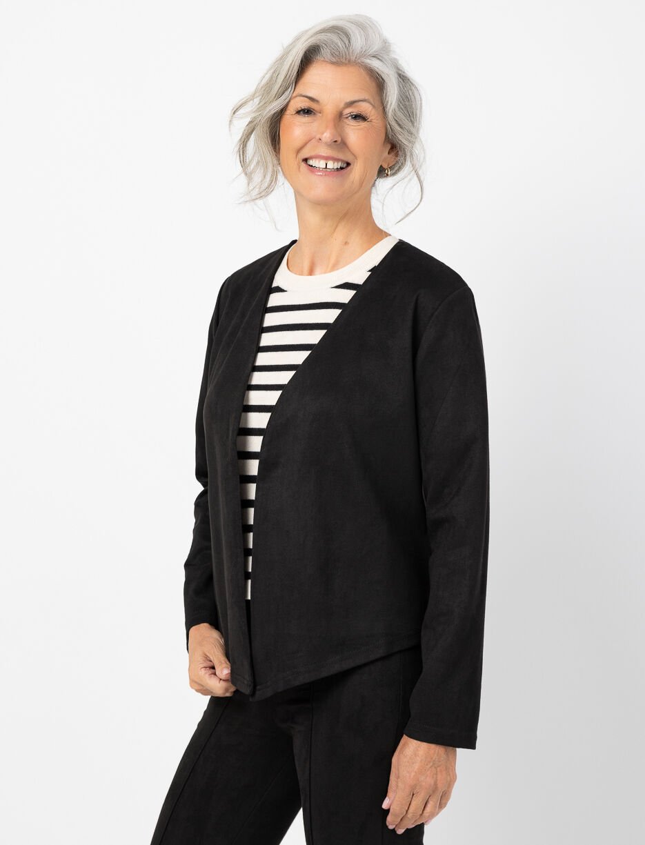 Veston effet cascade en faux suède