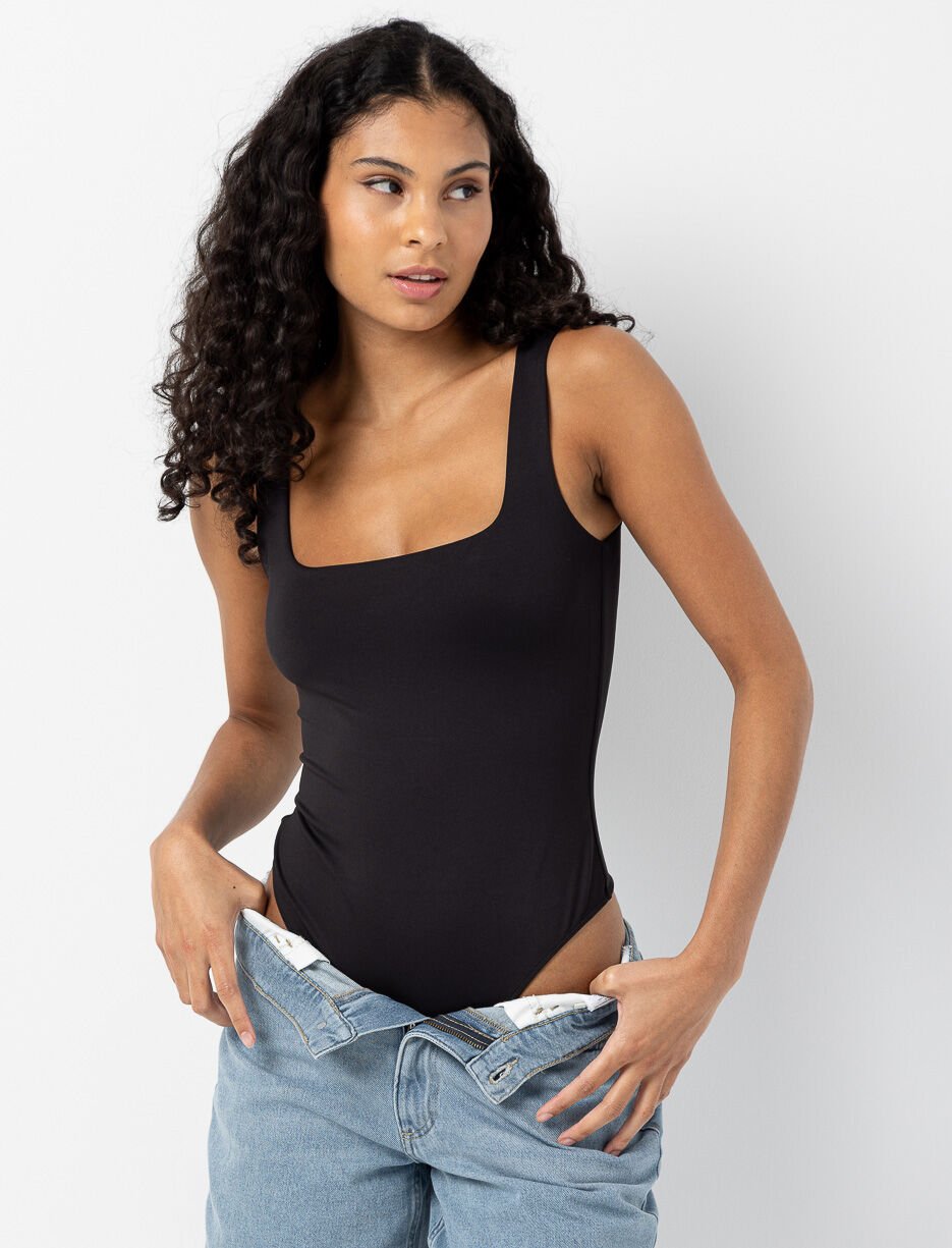 Square-neck Bodysuit with Wide Straps