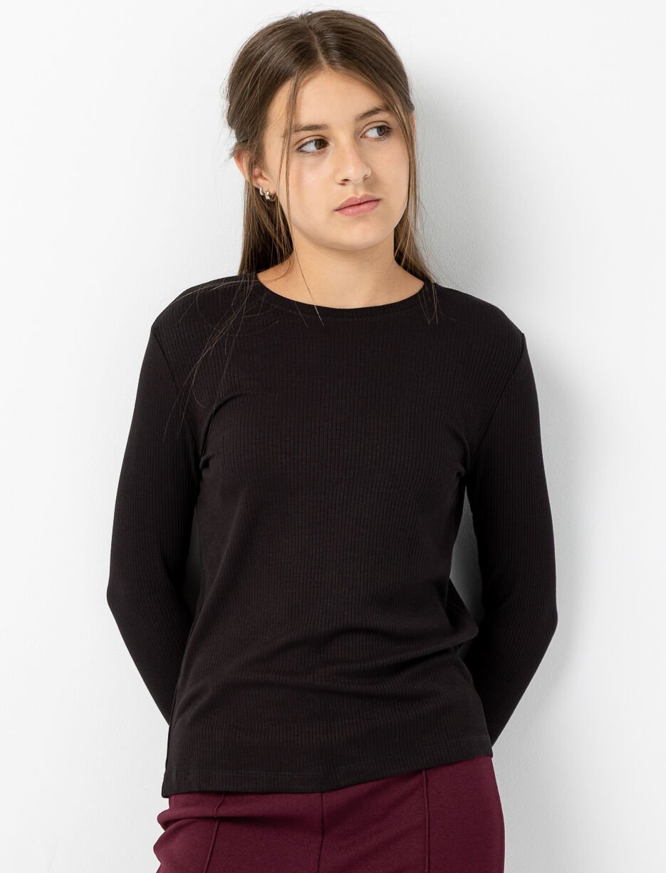 T-shirt côtelé à col rond