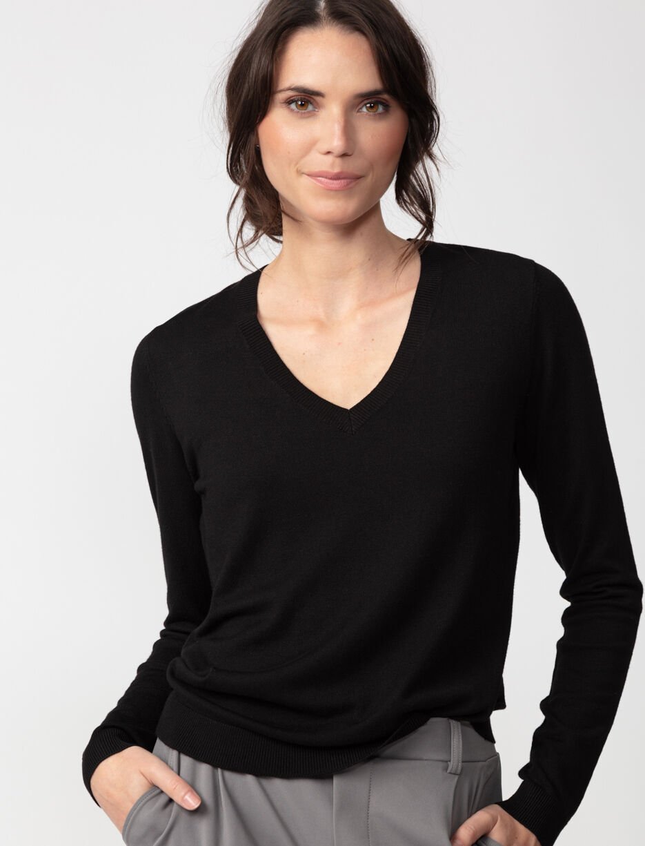 Chandail de tricot &agrave; col en V