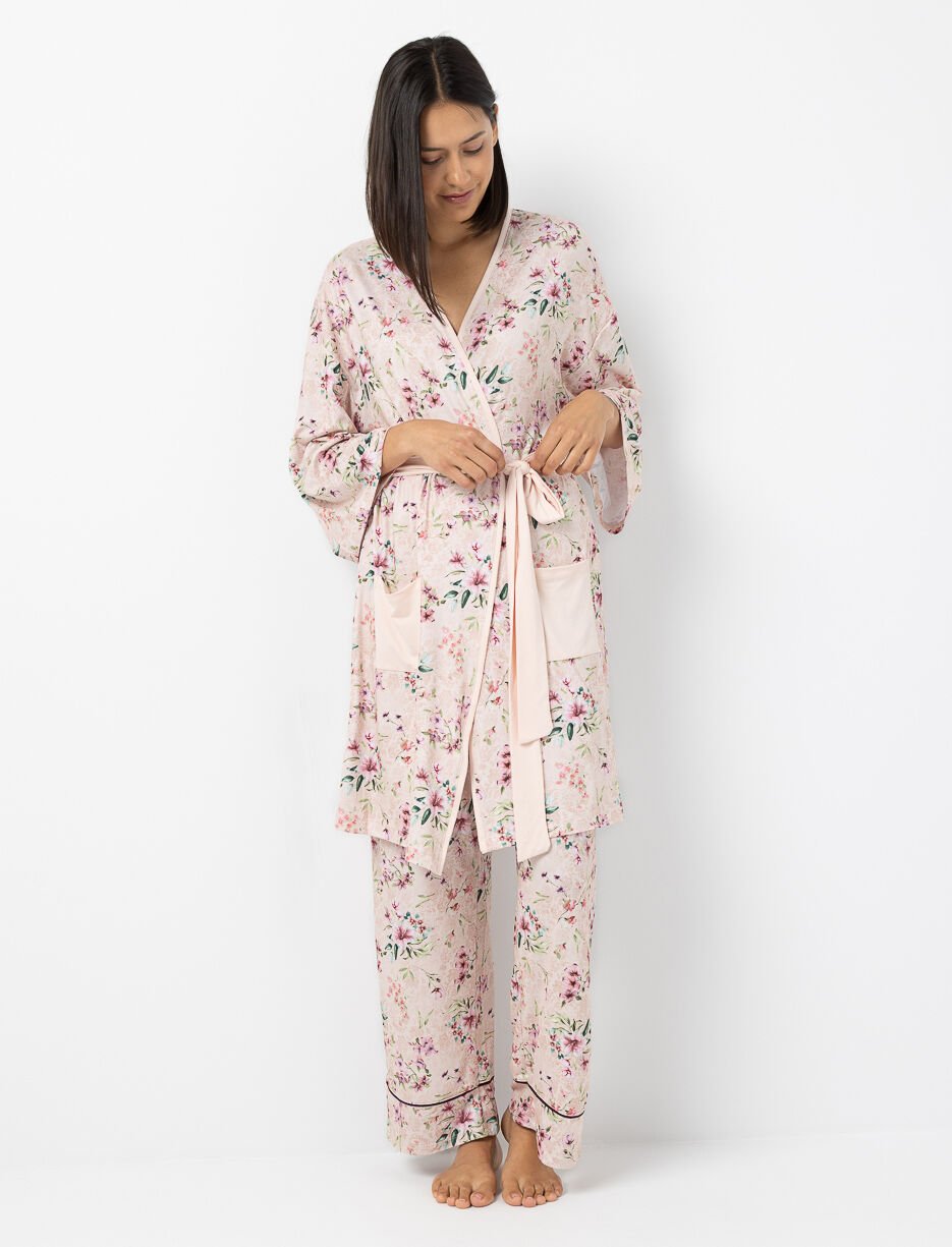 Robe de chambre légère à imprimé floral
