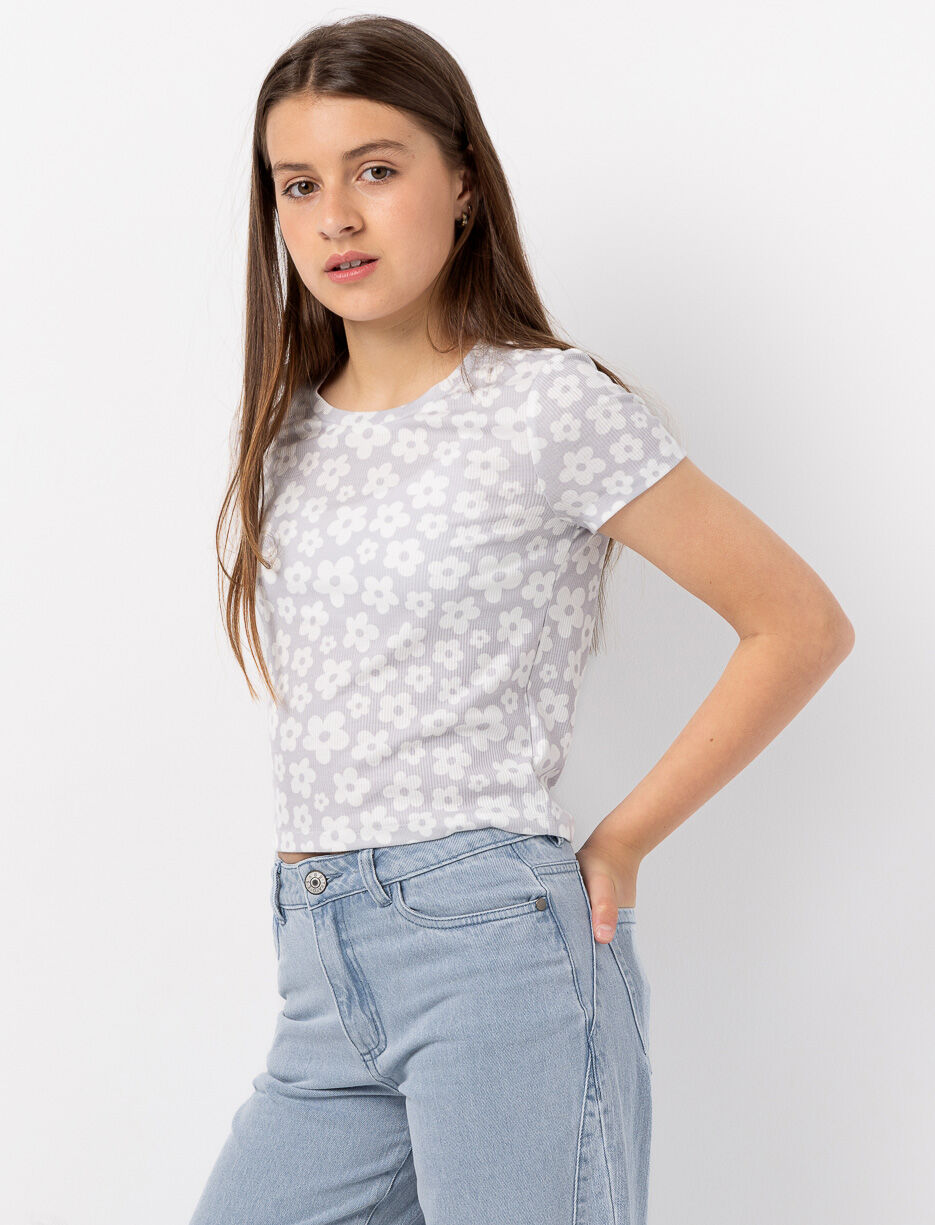 Floral Ribbed T-shirt