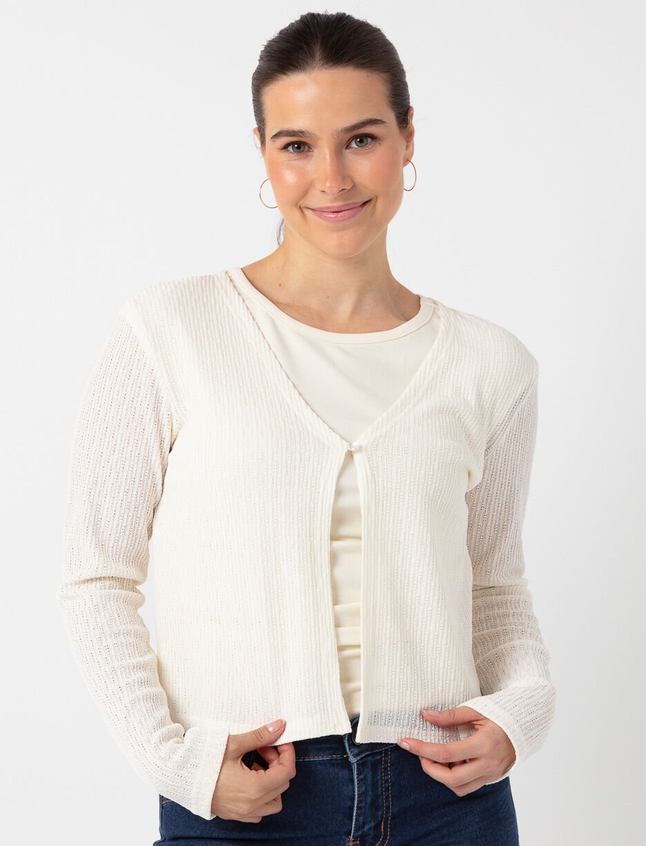 V-neck Textured Cardigan
