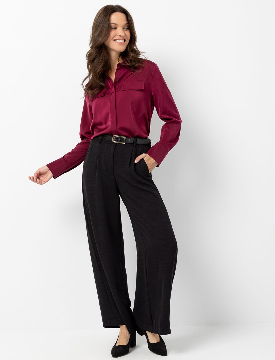 Pantalon à jambe large à taille élastique Pantalon à jambe large à taille élastique