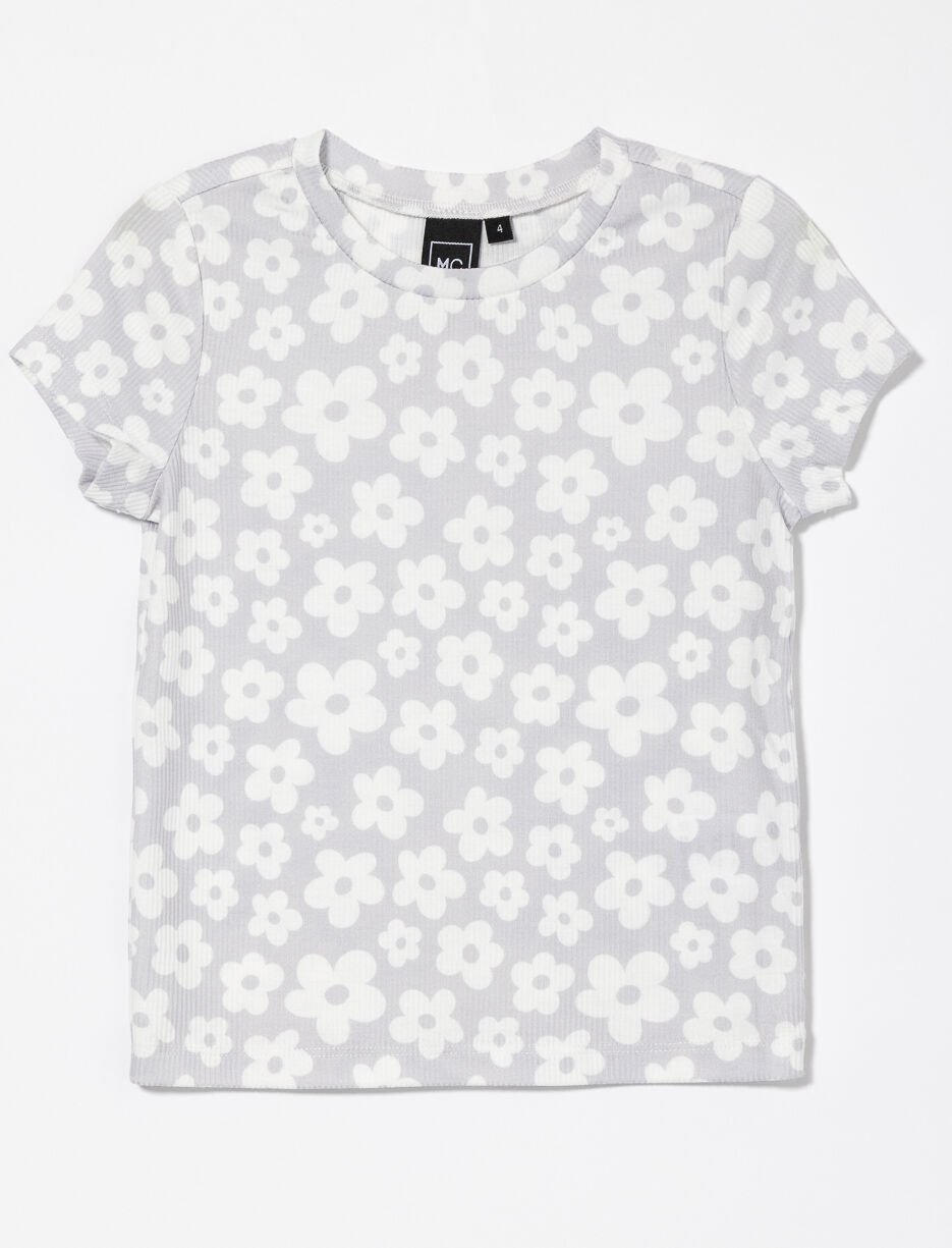 Floral Ribbed T-shirt - Little Girl