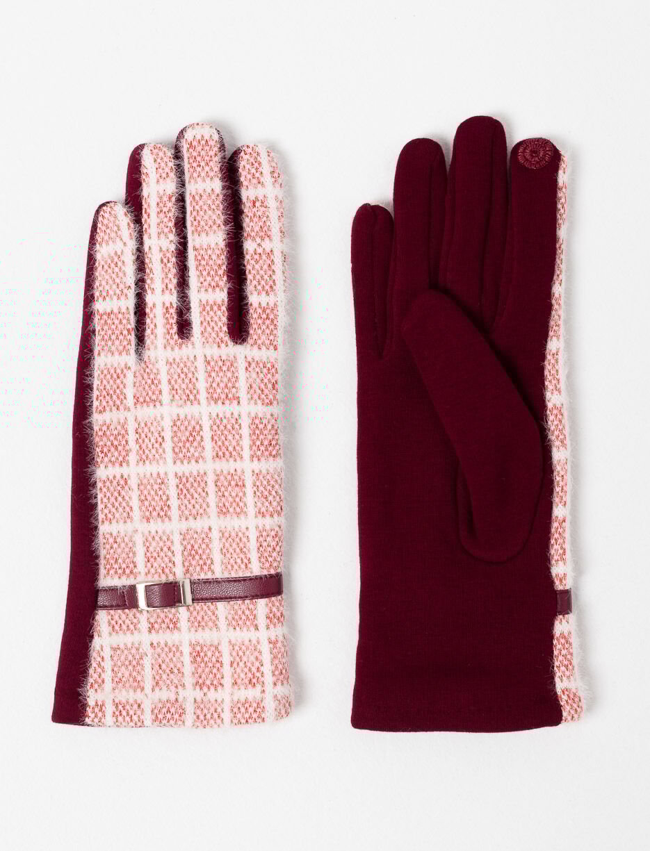 Gants en tweed avec ceinture décorative