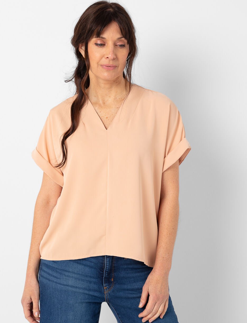 Dolman Sleeve V-neck Blouse