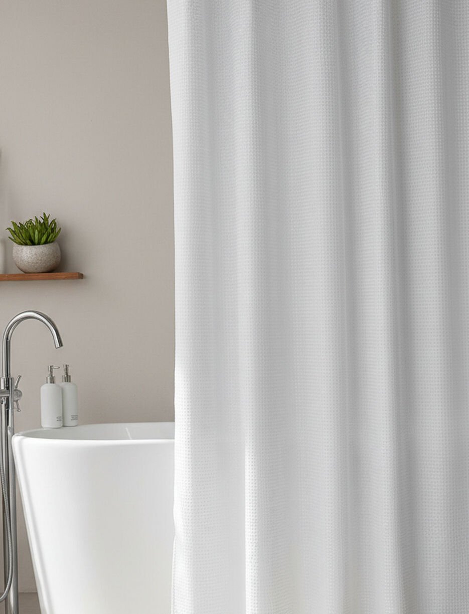 Rideau de douche &agrave; pois en jacquard