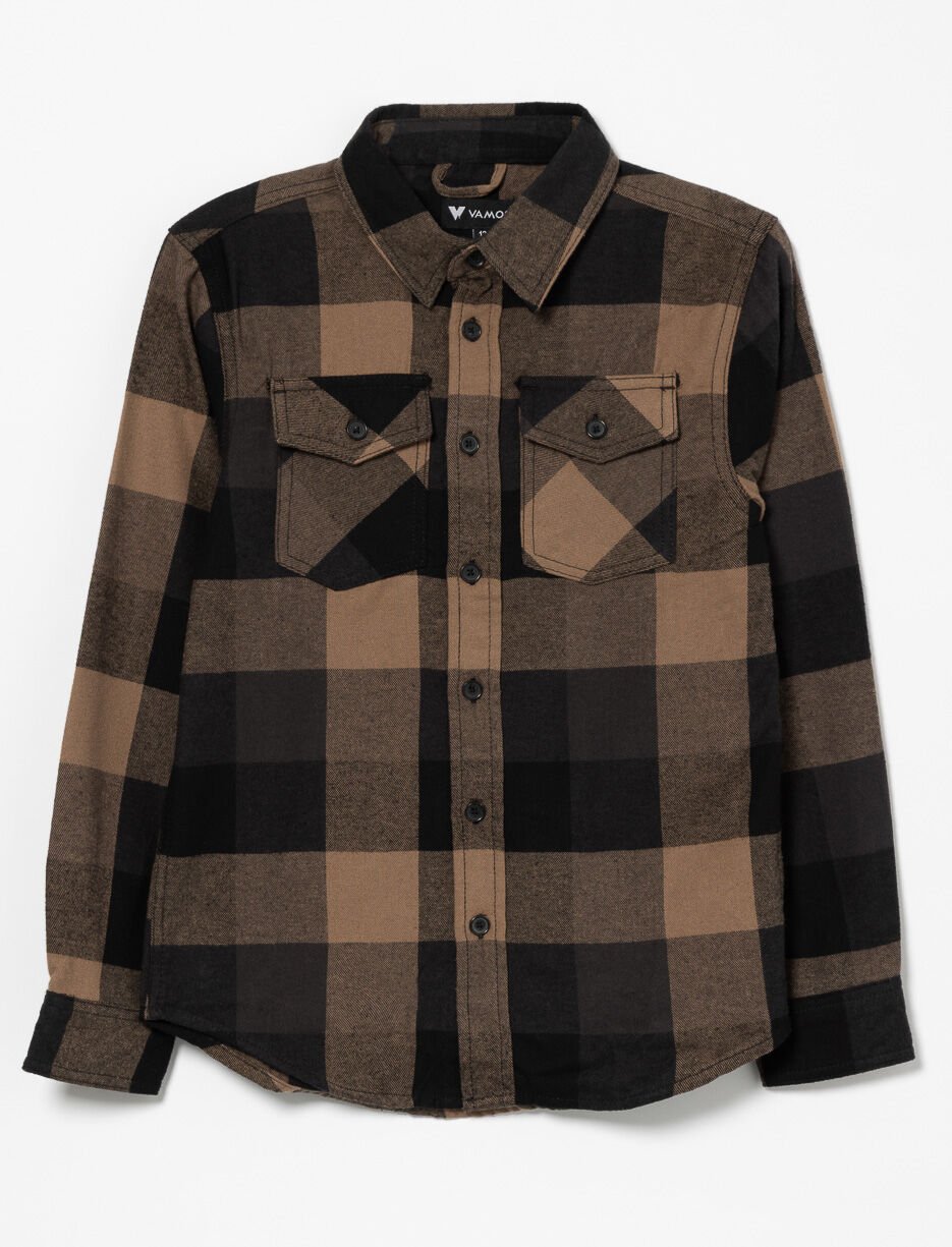 Chemise en flanelle à carreaux avec poches