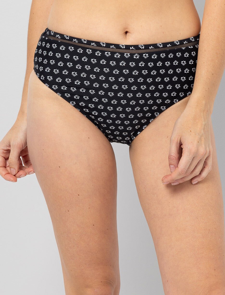 Bas de bikini taille haute à détail mesh