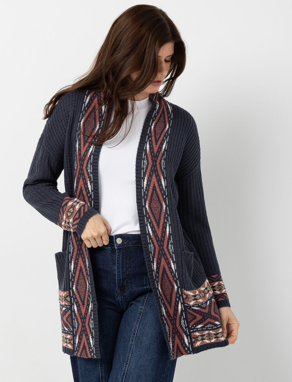 Cardigan ouvert à motif aztèque
