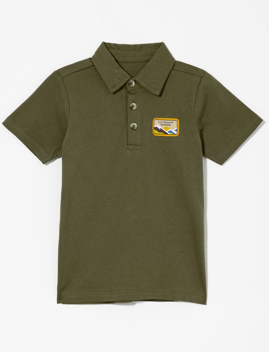 Polo en coton bio avec écusson - petit garçon