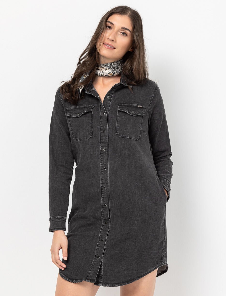Robe chemise en denim à poches Robe chemise en denim à poches